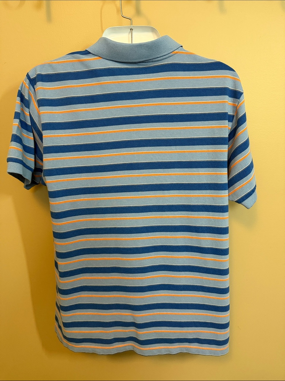 Vintage Lacoste Men’s Size 3XL Blue and Orange 100% Cotton Striped Polo Shirt - Picture 4 of 7